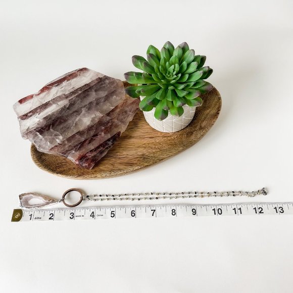 Geode Slice Pendant with Pink Druzy and Wood Ring - Picture 6 of 8